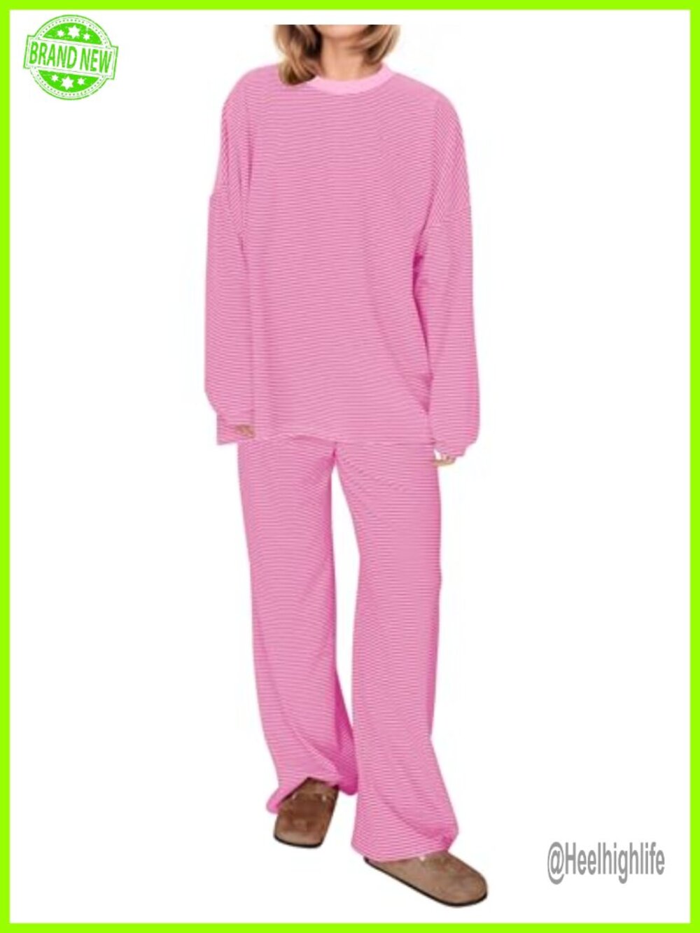 Striped Long Sleeve Wide Leg Lounge Set 2 Piece Pajamas